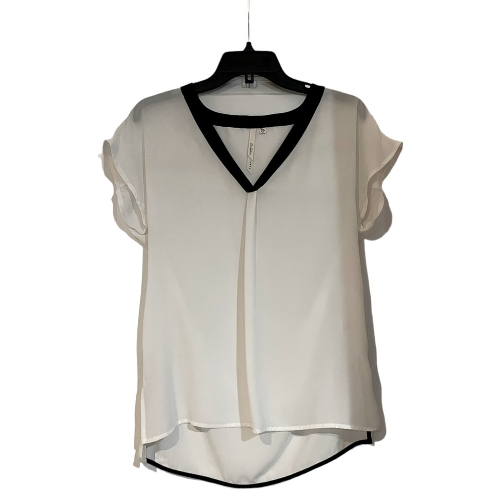 White Blouse with Black Trim